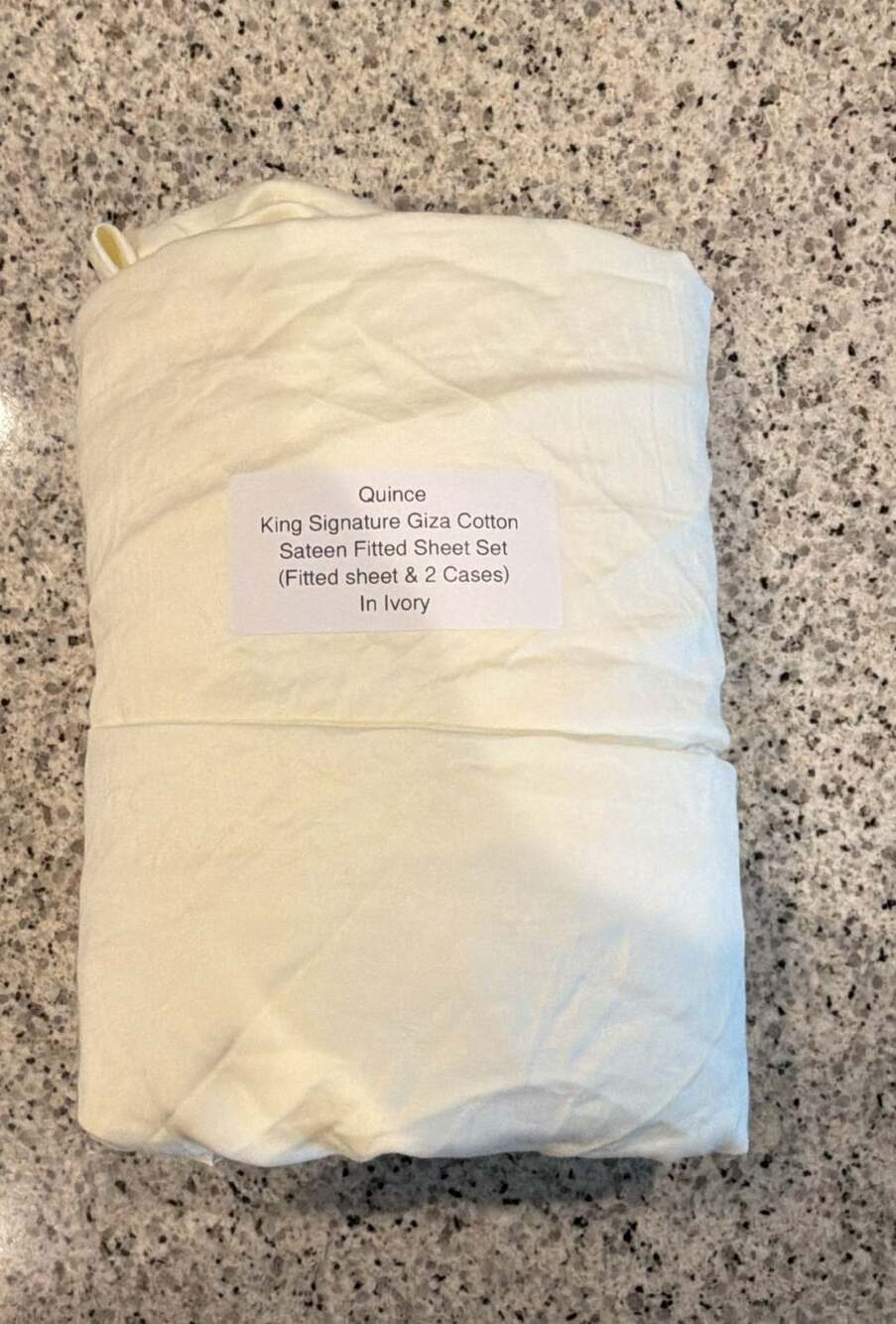 Quince King Signature Giza Cotton Sateen Fitted Sheet Set in Ivory